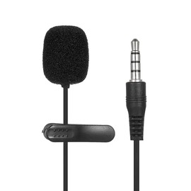 xinyee External Clip-on Lapel Microphone 3.5mm Jack Highly Sensitive Phone MIC Hands Wired Condenser Mic for Teaching Speeching Black