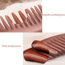 Wooden Wide Tooth Comb for Women Men Kids, Anti-static Detangling Comb Natural Sandalwood Comb for Curly Straight Fine Hair