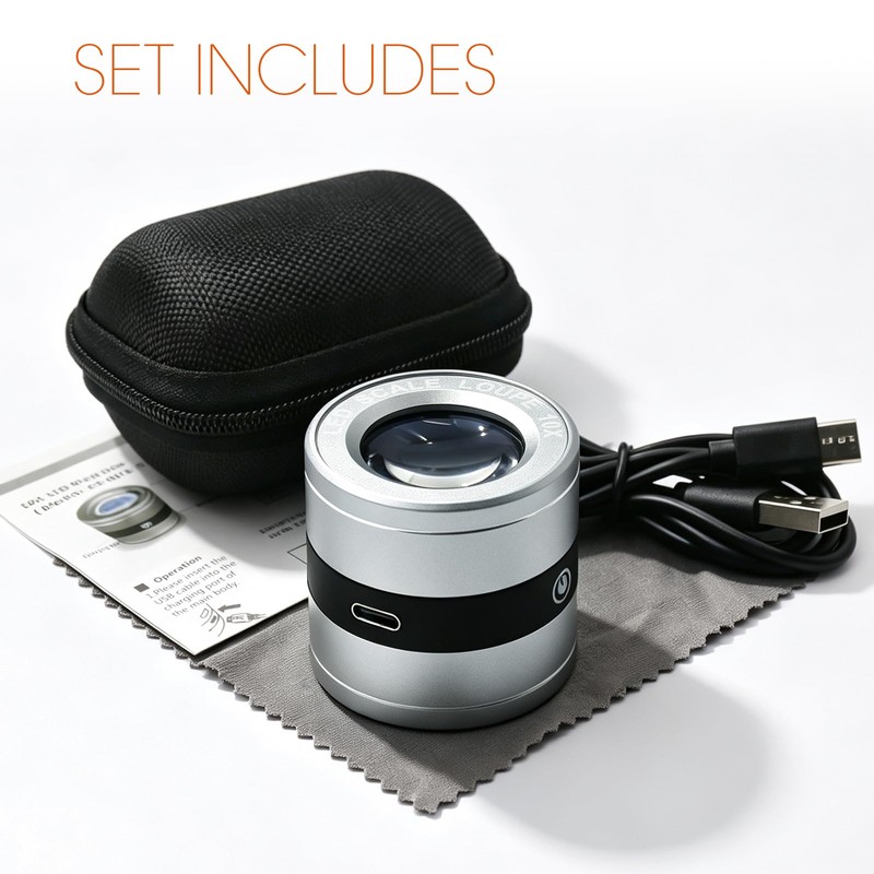10X Jewelers Loupe Magnifier with UV/LED Lights and A Scale,
