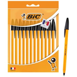 BIC Oil-Based Ballpoint Pen, Orange, 0.03 inches (0.7 mm), Black, Set of 12, For Office Use, Commercial Use