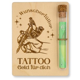 ZUKLA Packaging for Money Gifts Wooden Tattoo/Tattoo 13 x 10 cm with Test Tube - Original Wooden Money Gift - Tattoo Voucher Gift Box