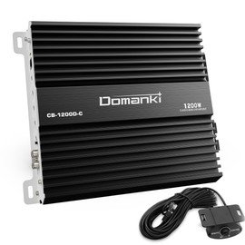 DOMANKI CB1200-1D Monoblock Class D MOSFET 1200W RMS Car Amplifier with Remote Subwoofer Level Control, 1-4 Ohm Stable