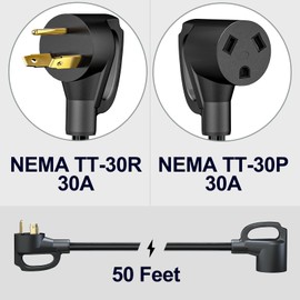 STRIGHT 50FT RV Extension Cord 30 Amp, RV Power Extension Cord NEMA TT-30P Male to TT-30R Female Heavy Duty 10 Gauge STW 3-Wire for RV Trailer Campers 125V, 3750W, ETL Listed (50FT 30AMP)