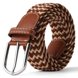 GAEKEAO Elastic Braided Belt for Men 1 3/8" Stretch Woven Belt for Golf Casual Pants Shirts Jeans