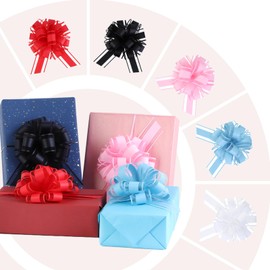 20 Pcs Pull Bows for Gift Wrapping, 5 Types of 6 Inches Gift Bows with Ribbon For Wedding, Valentines Day, Birthday, Anniversary, Florist Packaging ，Flower Bouquets and Basket (Mixed plain color)