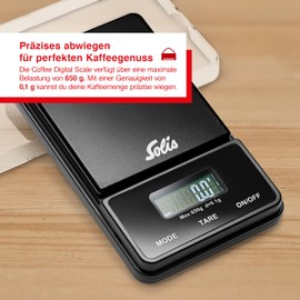 Solis Digital Pocket Scale 1030 Scales - Digital Kitchen Scales - Precision Scales - Compact Kitchen Scales / Espresso Scales - Max. 650 g - Automatic Shut-Off After 60 Seconds - Various Units of