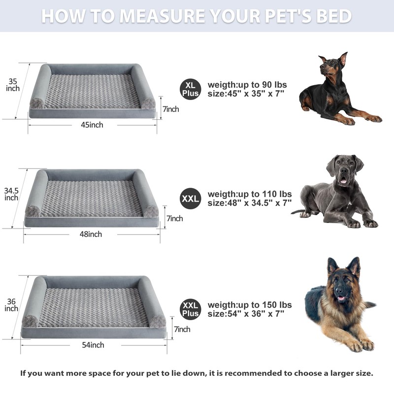 BFPETHOME Dog Beds for Large Dogs, Orthopedic Dog Bed for