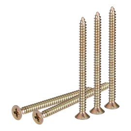 DTGN 25Pcs #6x2" Flat Head Wood Screws, Brass Phillips Self Tapping Screws - Good for Woodworking, Furniture - Gold