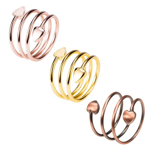 Wollet Magnetic Therapy Copper Rings for Women 2 Strong Magnets/Pain Relief for Arthritis and Carpal Tunnel Healing/Release Finger and Joint Pain (Gold+Rose+Copper, 3PCS)