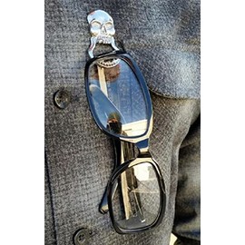 Guardian Bells WOLF HEAD SUNGLASS HOLDER BIKER PIN MOTORCYCLE VEST JACKET Silver 3inch