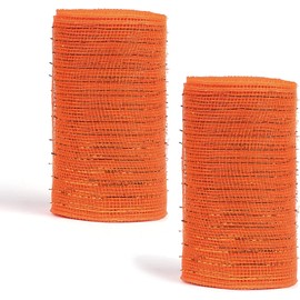 YYCRAFT 2 Pack 6 Inch Metallic Poly Mesh Ribbon (Total 20 Yards,Orange)