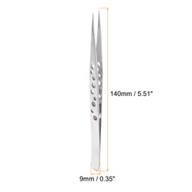 sourcing map Precision Tweezers 140mm Straight Pointed Hollow Anti-Slip Stainless Steel Craft Professional Tweezer for Replace Precision Parts Technology Industrial Electronics