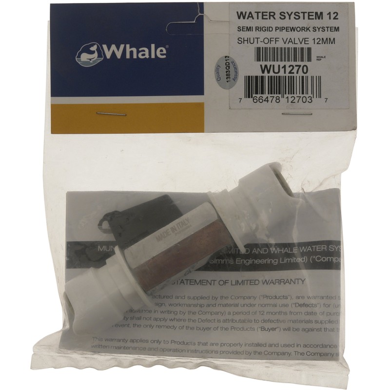 Whale In-Line Stem Shut-Off Valve - Black, 12 mm