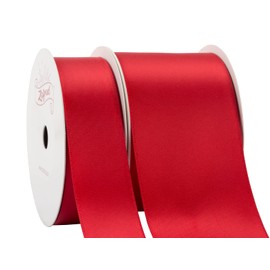 Zofrud 2 Rolls of Red Double Faced Satin Ribbon - 18 Meters Total (25mm and 50mm x 9M) - Ideal for Crafts, Gift Wrapping, and Weddings
