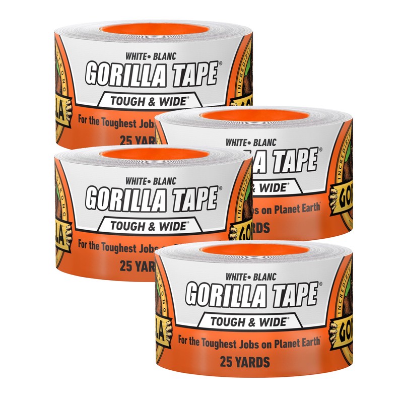 Gorilla Tape Tough & Wide, White Tape, 2.88" x 25