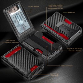 Airzoo Wallet for Men Newly Upgraded Magnetic Minimalist Slim Men’s Wallet, RFID Blocking Mens Wallet with Money Clip & ID Window, Metal Compact Wallet with Nice Gift Box (Carbon Fiber)