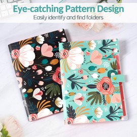 Sooez Cute Accordion File Organizer, 5 Pocket Floral Travel Expanding File Folder for Important Document with Labels, Aesthetic Paper Bill Receipt Organizer for Office School Supplies, Letter A4 Size