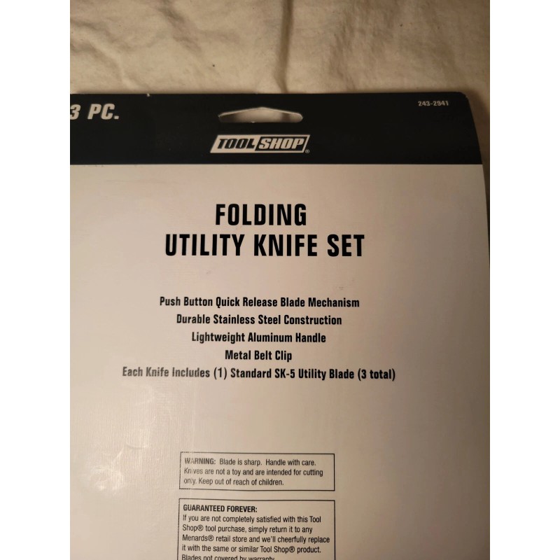 TOOL SHOP NEW Tool Shop Quick Change Folding Utility Knife