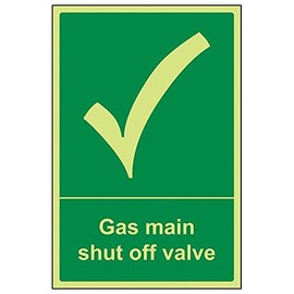 V Safety 23012AU-G'Gas Main Shut Off Control Valve' Sign, 200 mm x 300 mm (Pack of 3)