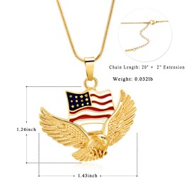 XSMZB Eagle Urn Necklace for Ashes of Loved Ones Keepsake Ash Holder for Pet Human American Flag Memorial Cremation Jewelry for Ashes for Men Women (Gold-1)