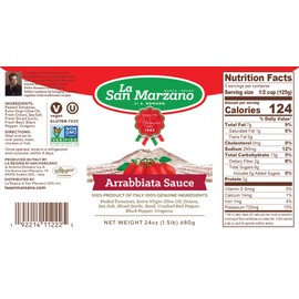 Arrabbiata Spicy Pasta Sauce 100% Product of Italy - 24 Ounce Jars Ingredients With San Marzano Tomatoes Spicy (Pack of 2)