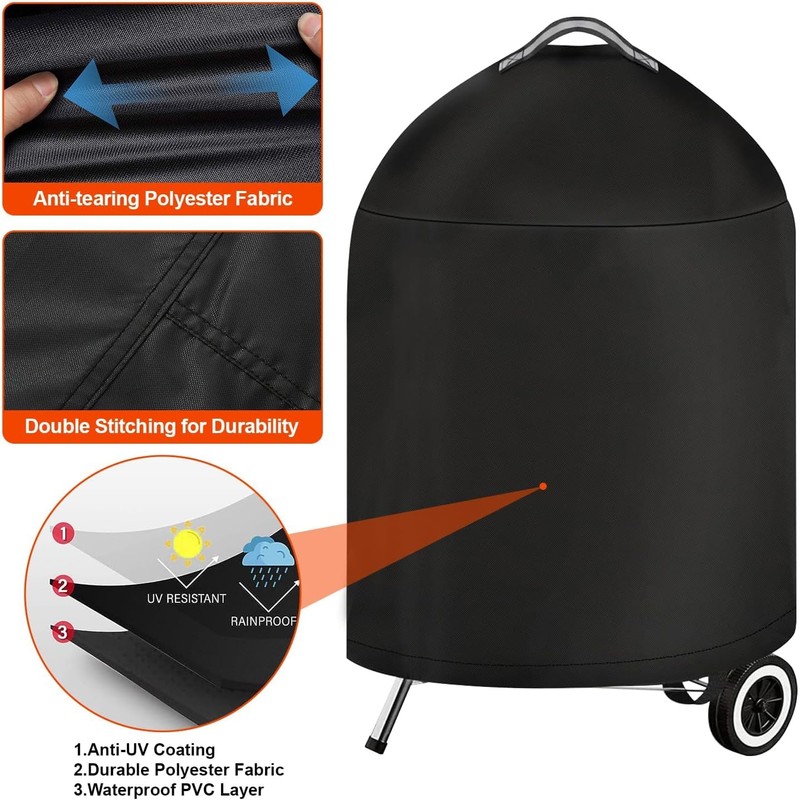 Grill Cover for Weber Barbecue with Handle, Kettle BBQ Cover