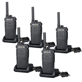 Retevis RB26 Long Range Walkie Talkies, GMRS 2 Way Radios, Rechargeable Two Way Radios, 2000mAh, Durability,Repeater Capable,Security Radio for Security Church Construction School Warehouse(5 Pack)