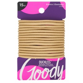 Goody Ouchless Hair Elastics – No Pull, No Breakage, Tangle-Free Hold for Thick, Curly, Coily & Textured Hair – 15 Count, Blonde, Long-Lasting Ponytail Holders for Women & Men