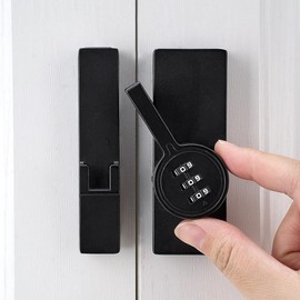 Wocoe Black 180 Degree Barn Door Lock,Mechanical Password Lock,3 Digit Password Keyless,Flip Latch with Combination,Protect Privacy,for Bedrooms,garages,Cabinets,Windows,Garden,and Bathroom