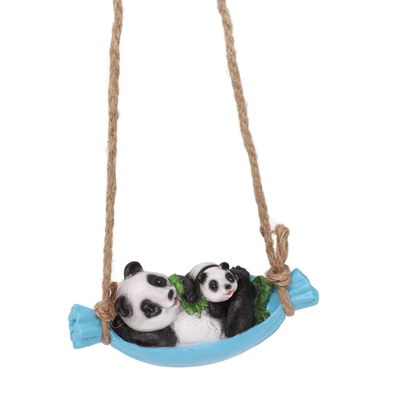 Swing Panda Statue Mother and Baby Panda Lying On The