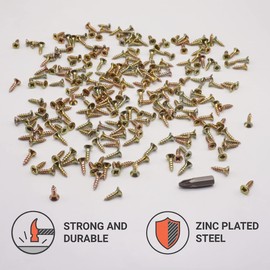 (Pack of 100) Yellow Zinc Plated Steel 3.5 x 13mm Wood Screws Chipboard Screws Universal Pozi Drive Screw Countersunk Head (100, 3.5 x 13mm)