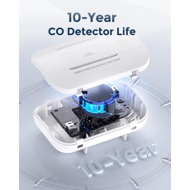 Ecoey Carbon Monoxide Detector, 10-Year CO Detector with Human Alarm Sounds and Test Button, Carbon Monoxide Alarm Replaceable Battery-Operated for House and Bedroom, FJ127, 1 Pack