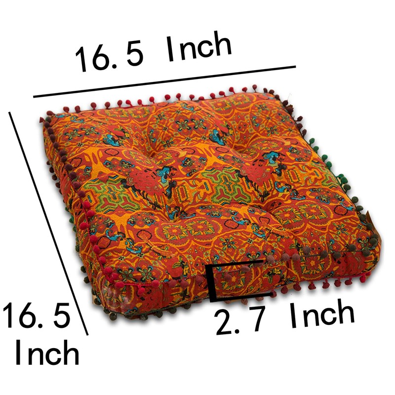 ELEFOCUS Orange Bohemian Seat Cushion,Indoor Boho Chair Cushions for Dining