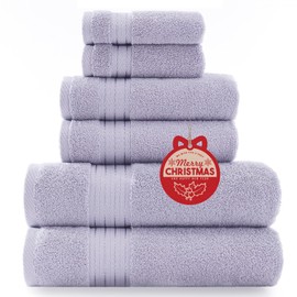 COZYART Lavender Luxury Bath Towel Set, Turkish Cotton Hotel Towel Bulk for Bathroom, Thick Bathroom Sets of 6 Pcs with 2 Large Bath Towels, 2 Hand Towels, 2 Washcloths, 650 GSM.