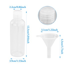 10 Piece Travel Bottle Set 100 ml Plastic Bottles Empty Flight Bottle Set Transparent Cosmetic Bottle Shower Gel Container for Air Travel, Business Trip, Shampoo, Lotion with 3 Funnels