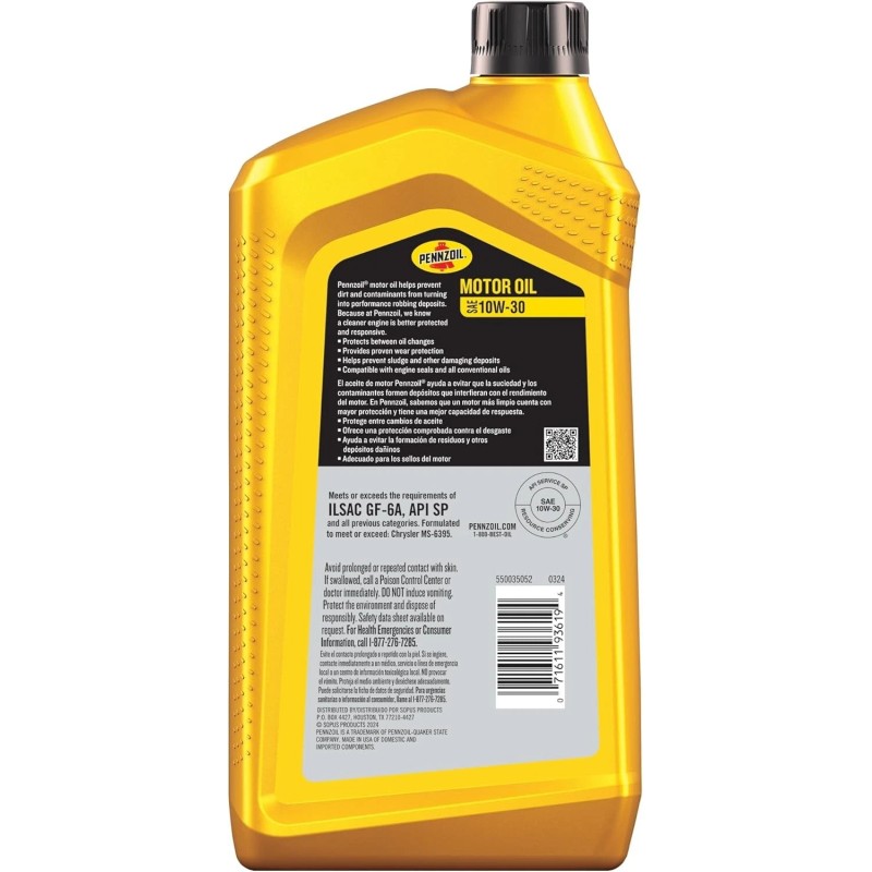 Pennzoil 10W-30 Motor Oil 1 Quart