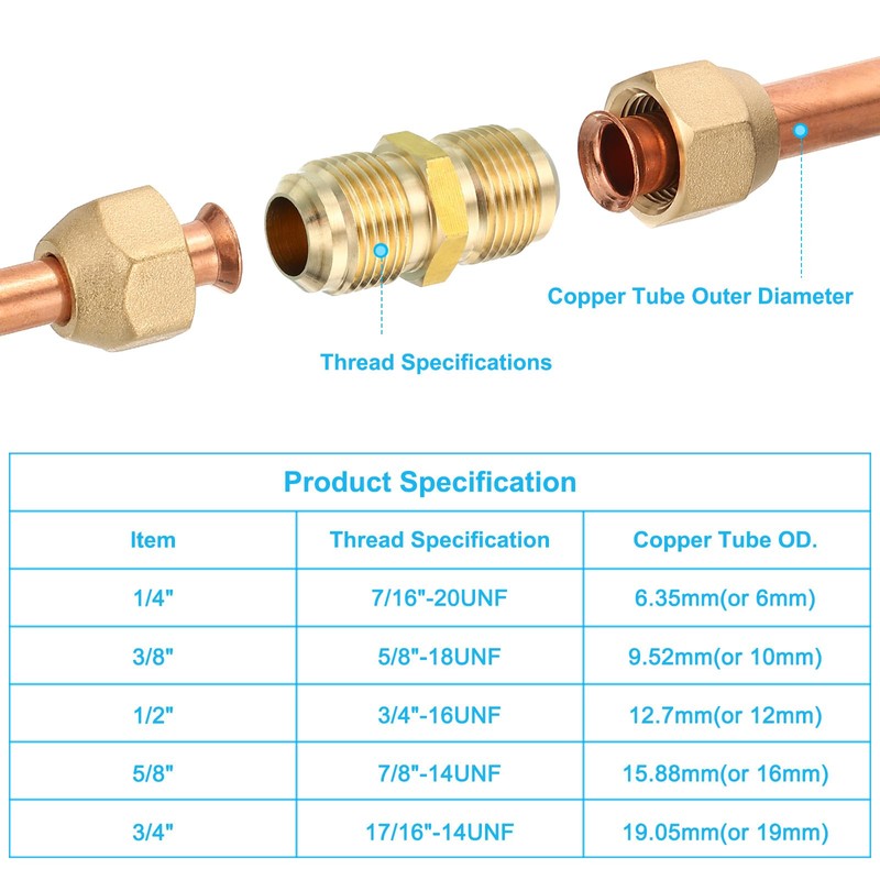 PATIKIL Pipe Extension Joint Connector, 2pcs Free Welding AC Copper
