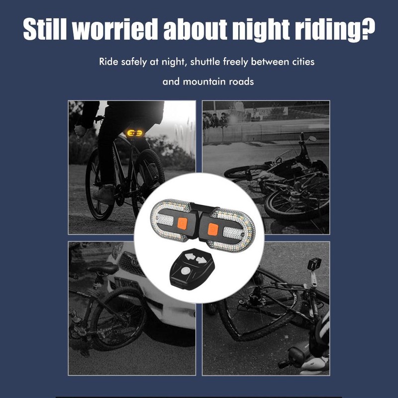 Bike Tail Light with Turn Signals USB Rechargeable Wireless Remote