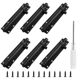 Biaungdo 6 Pcs Slide Bolt Latch Lock, 4 Inch Barrel Bolt Door Security Slide Latch Lock Aluminum Alloy Gate Sliding Lock Door Latch with Screws & Screw Driver(Black)