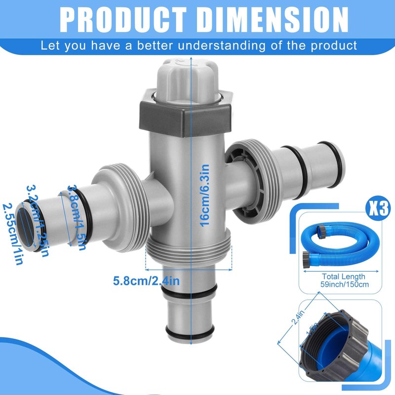 Menkxi Dual Split Swimming Pool Hose Plunger Valve, 2 in