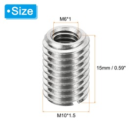PATIKIL Thread Adapters Sleeve Reducing Nut, 10 Pcs M10*1.5 Male to M6*1 Female Repairing Insert Nut Screw Reducer Conversion Stainless Steel Fastener 15mm