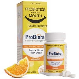 ProBiora Oral-Care Chewable Probiotic Tablets | Probiotic Supplement for Women & Men | Healthier Teeth & Gums | Fresher Breath | Whiter Teeth | Better Overall Health | 30 Count | Orange