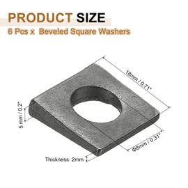 PATIKIL 6pcs Beveled Square Washers, M8x18mm Square Beveled Washers Bearing Strut Plate Flat Pad Spacer Carbon Steel for 8mm Bolts Wedge Shim Leveling Fastener Nut Bolt Gasket, Black