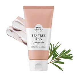 HAPPY BATH Tea Tree Facial Cleanser, Exfoliating BHA Face Wash with Salicylic Acid&Tea Tree Extracts, Combination to Oily Skin, Korean Foaming Face Cleanser, Gentle Formula for Daily Use, 5.29 Fl Oz.