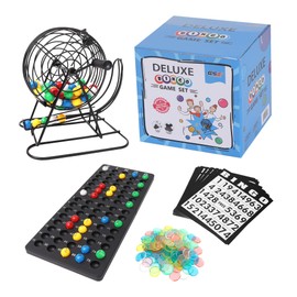 GSE Games & Sports Expert Deluxe Bingo Game Set with Steel Cage, Master Board, 75 Balls, 300 Chips, 50 Bingo Cards for Friend Parties, Game Night