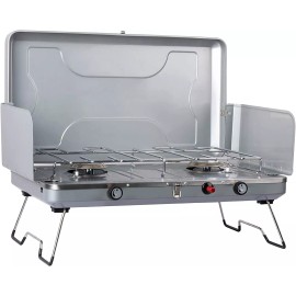 COASTRAIL Portable Propane Camping Stove w 2 Burners, 20000 BTU , Easy to clean and carry