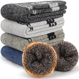 YADIFEN 5 Pairs Merino Wool Socks for Cold Weather, Wool Thermal Thick Hiking Socks for Men Winter Warm Cozy (Size 7-13)
