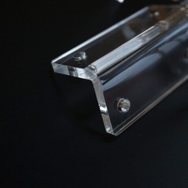 4 x V2, 5 mm thickness, angle L brackets, polished clear transparent acrylic + 20 x M5 bolts, clear right angle bracket, corner