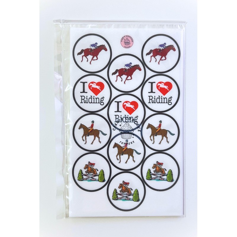 Horse Riding Edible Cupcake Toppers – Wafer Paper Decorations for