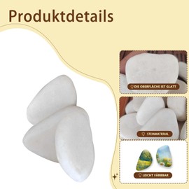 oooaooo Pack of 15 White Stones for Painting, Flat, Pebbles for Painting, Decorative Stones, 3-8 cm, Smooth Stones Set, Natural Stones for Crafts, Decoration, DIY Projects